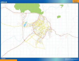 Mapa Abuja en Nigeria enmarcado plastificado 