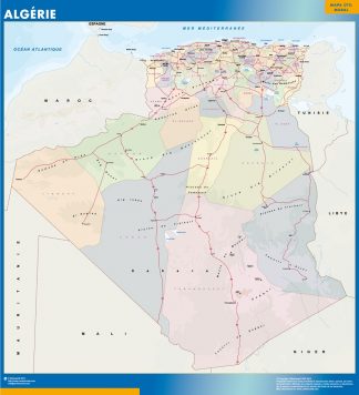 Mapa Argelia enmarcado plastificado 