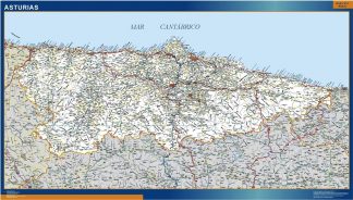 Mapa Asturias carreteras enmarcado plastificado 