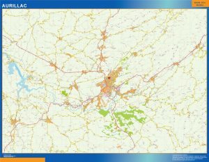 Mapa Aurillac en Francia enmarcado plastificado 