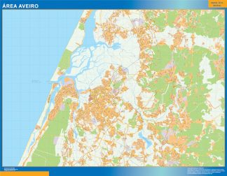 Mapa Aveiro área urbana enmarcado plastificado 