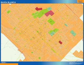Mapa Bahia Blanca en Argentina enmarcado plastificado 