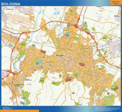 Mapa Bologna enmarcado plastificado 