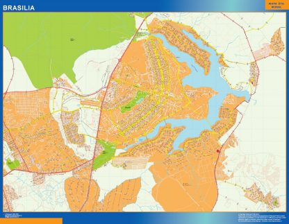 Mapa Brasilia Brasil enmarcado plastificado 