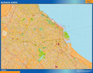 Mapa Buenos Aires en Argentina enmarcado plastificado 
