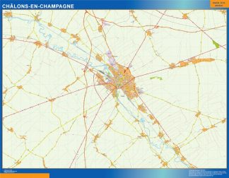 Mapa Chalons En Champagne en Francia enmarcado plastificado 