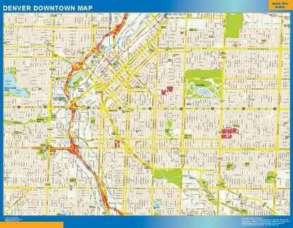 Mapa Denver downtown enmarcado plastificado