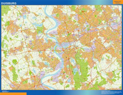 Mapa Duisburg en Alemania enmarcado plastificado 