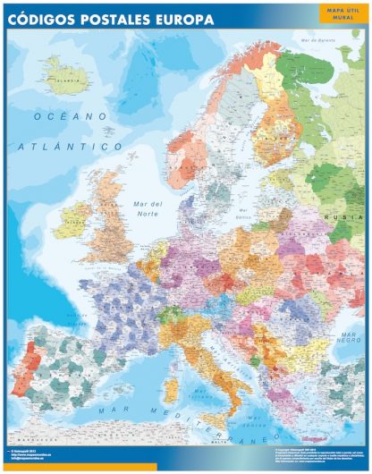 Mapa Europa Codigos Postales enmarcado plastificado