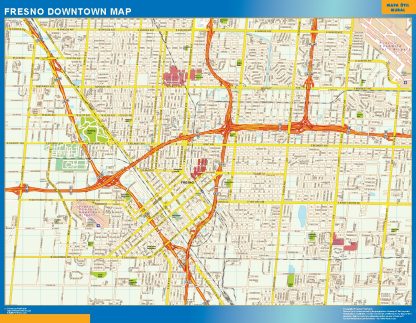 Mapa Fresno downtown enmarcado plastificado