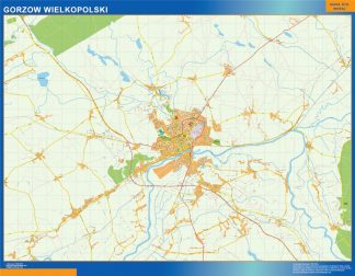 Mapa Gorzow Wielkopolski Polonia enmarcado plastificado 