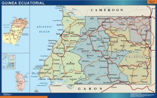 Mapa Guinea Ecuatorial enmarcado plastificado 