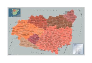 Mapa Leon por municipios enmarcado plastificado 