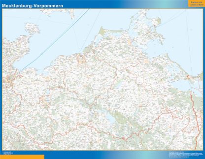 Mapa Mecklenburg Vorpommern enmarcado plastificado 
