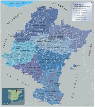 Mapa Navarra por municipios enmarcado plastificado 