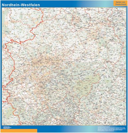 Mapa Nordrhein Westfalen enmarcado plastificado 