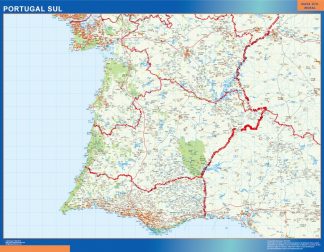 Mapa Portugal sur carreteras enmarcado plastificado 