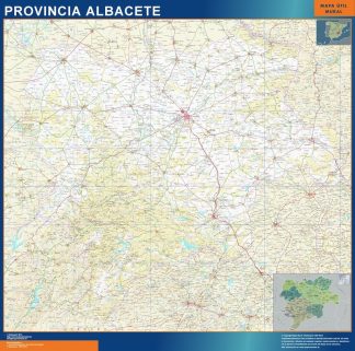 Mapa Provincia Albacete enmarcado plastificado 