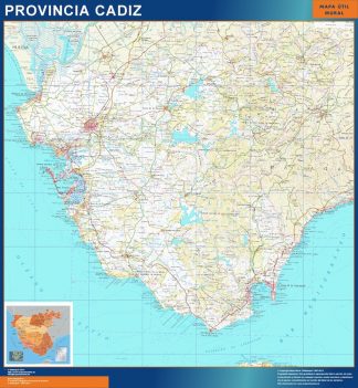 Mapa Provincia Cadiz enmarcado plastificado 