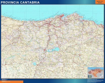 Mapa Provincia Cantabria enmarcado plastificado