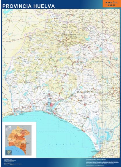 Mapa Provincia Huelva enmarcado plastificado 