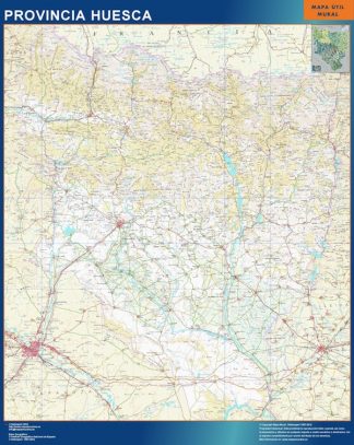 Mapa Provincia Huesca enmarcado plastificado 