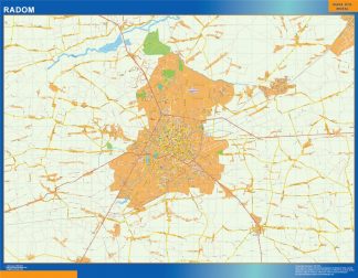 Mapa Radom Polonia enmarcado plastificado 