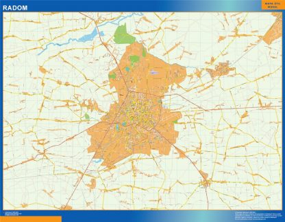 Mapa Radom Polonia enmarcado plastificado 
