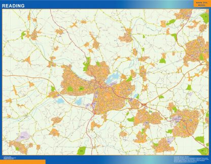 Mapa Reading enmarcado plastificado 