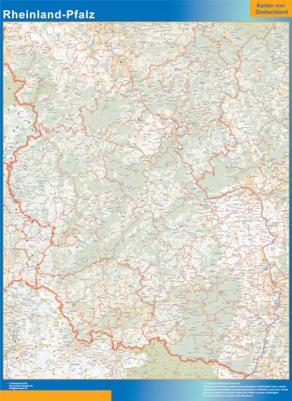 Mapa Rheinland Pfalz enmarcado plastificado 