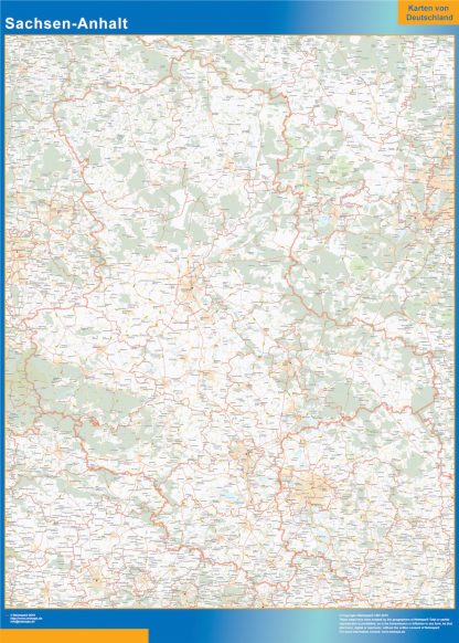 Mapa Sachsen Anhalt enmarcado plastificado 