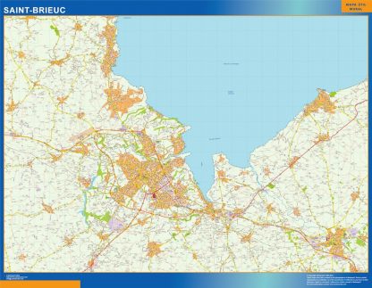 Mapa Saint brieuc en Francia enmarcado plastificado 