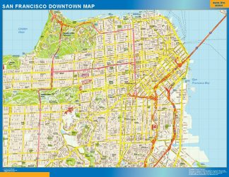 Mapa San Francisco downtown enmarcado plastificado 