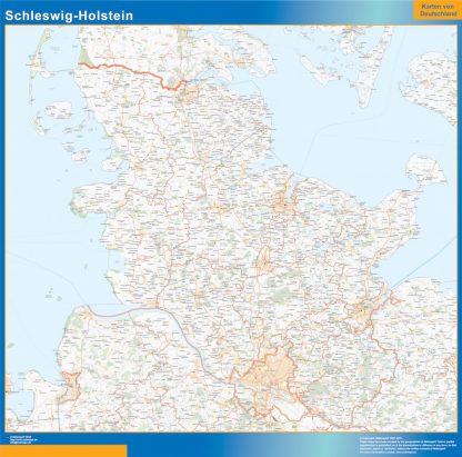 Mapa Schleswig Holstein enmarcado plastificado 