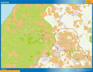 Mapa Sintra en Portugal enmarcado plastificado 