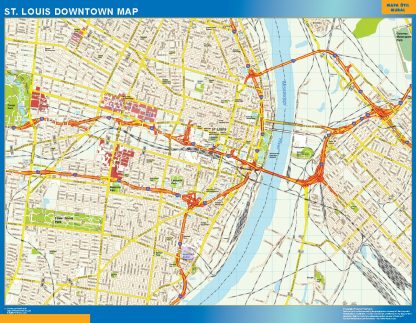 Mapa St Louis downtown enmarcado plastificado