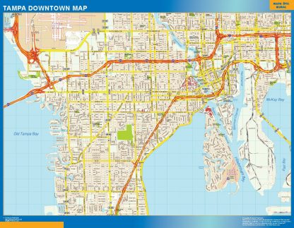 Mapa Tampa downtown enmarcado plastificado