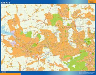 Mapa Zabrze Polonia enmarcado plastificado 