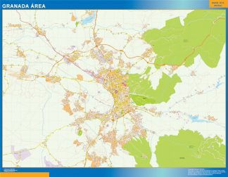 Mapa carreteras Granada Area enmarcado plastificado 