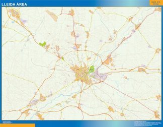 Mapa carreteras Lleida Area enmarcado plastificado 