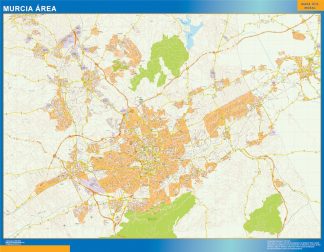 Mapa carreteras Murcia Area enmarcado plastificado 