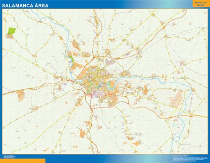 Mapa carreteras Salamanca Area enmarcado plastificado 