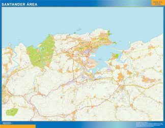 Mapa carreteras Santander Area enmarcado plastificado