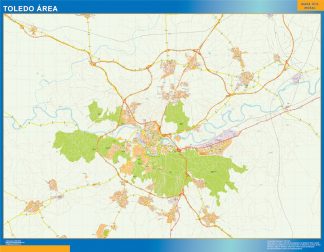 Mapa carreteras Toledo Area enmarcado plastificado 