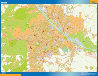 Mapa de Viena en Austria enmarcado plastificado 