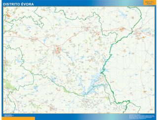 Mapa distrito Evora enmarcado plastificado 