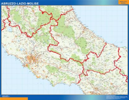 Mapa región Abruzzo enmarcado plastificado 